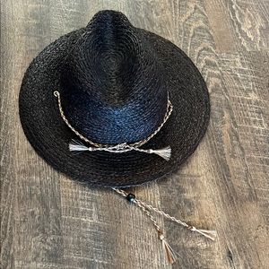 Brixton Bodhi Black Straw Hat with Tassel Accent